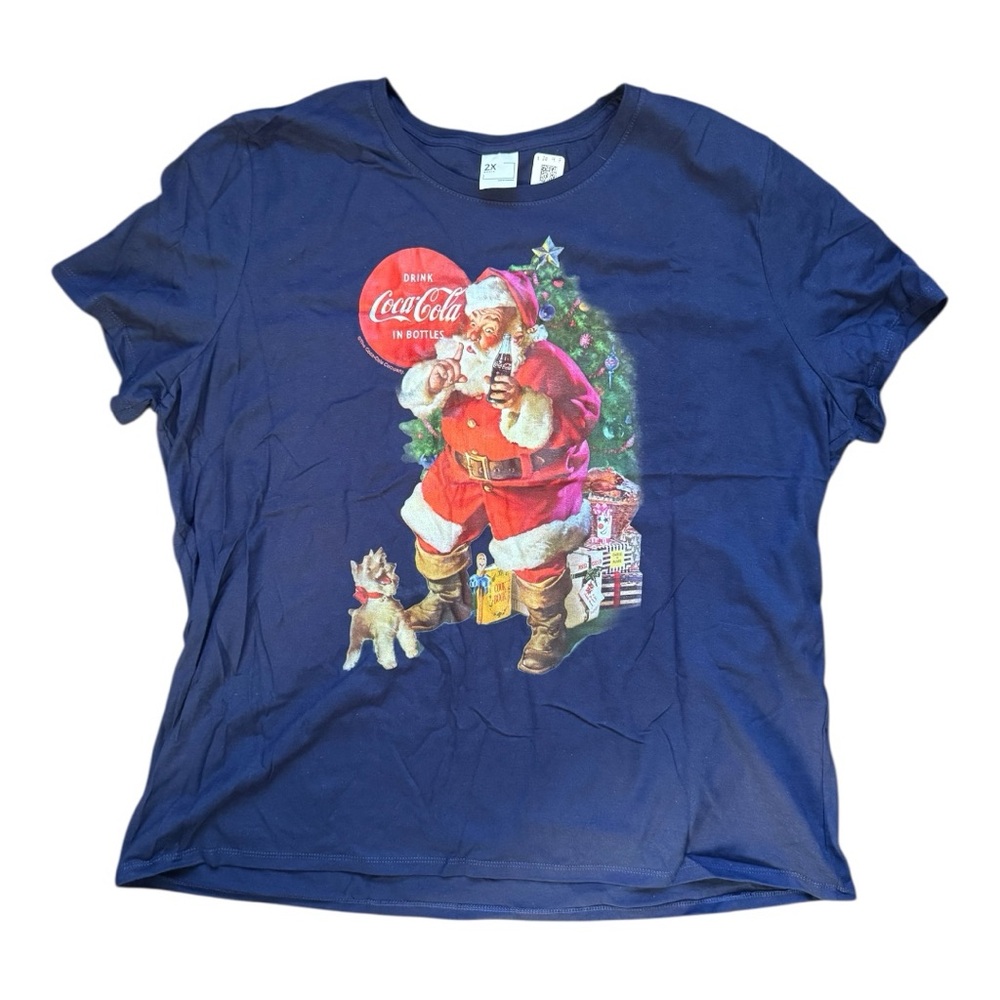 Coca-Cola Festive Santa Navy Tee - Picture 4 of 8